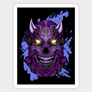 Blue mecha skull Magnet